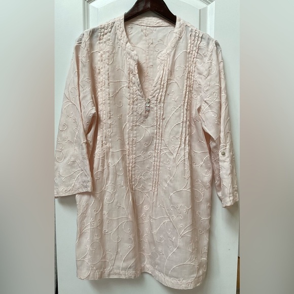 Marina Luna Tops - Marina Luna Embroidered Linen Tunic